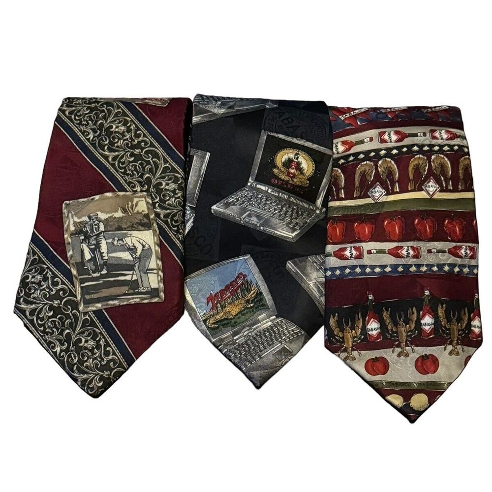 TABASCO Brand Sauce Men's Novelty Designer 100% Silk Ties (3) Neckties‎ USA Made